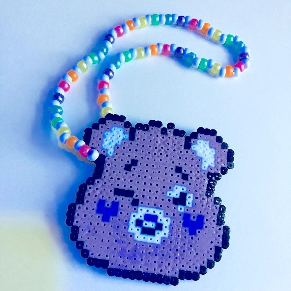 🌀 Purple Bear | Kandi Perler Necklace - Picture 2 of 3